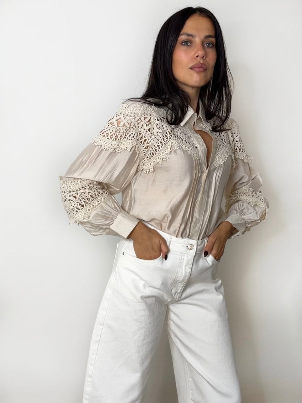VERITY LACE PANEL BLOUSE