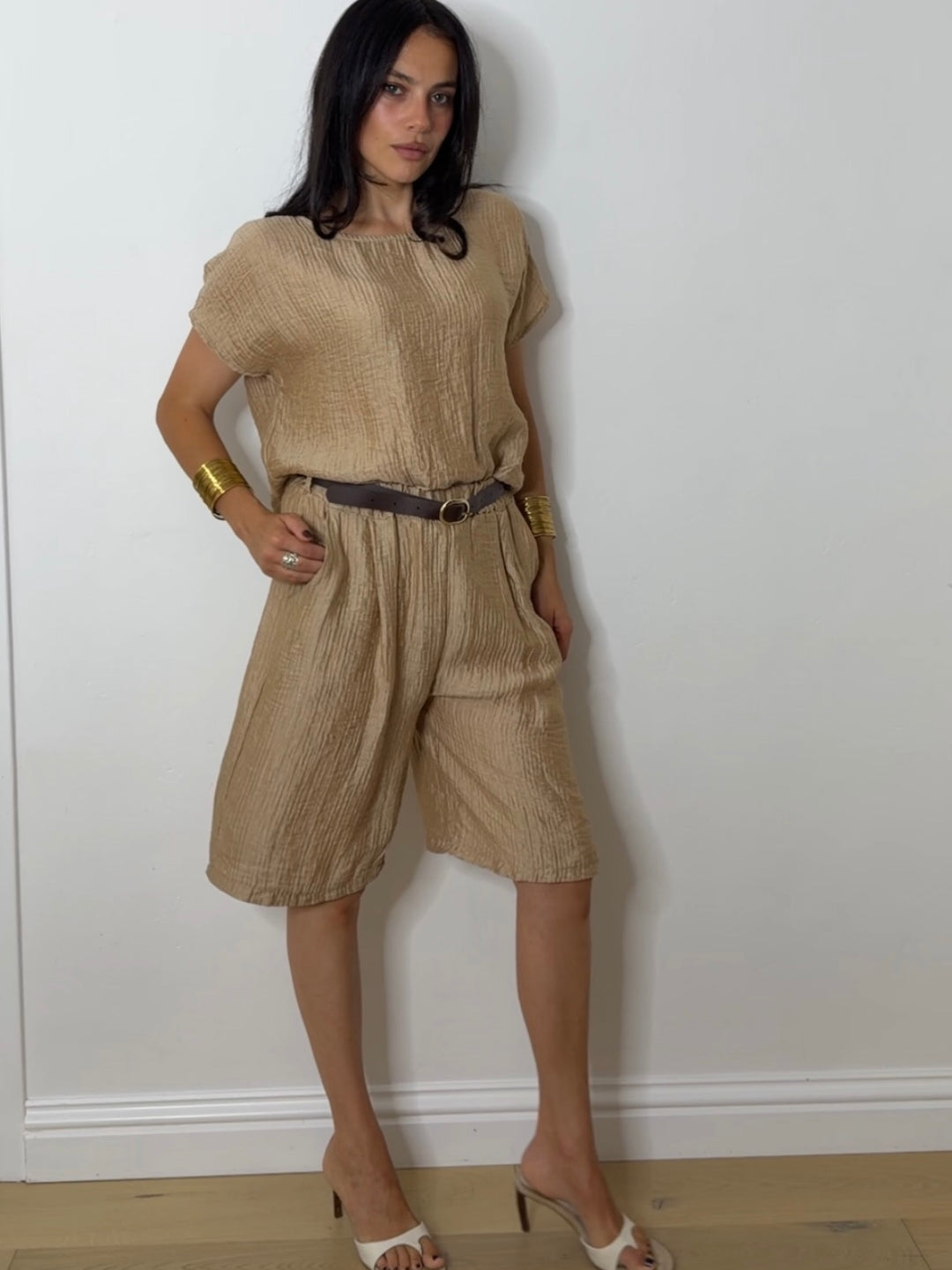 SADIE SHORTS SET CAMEL