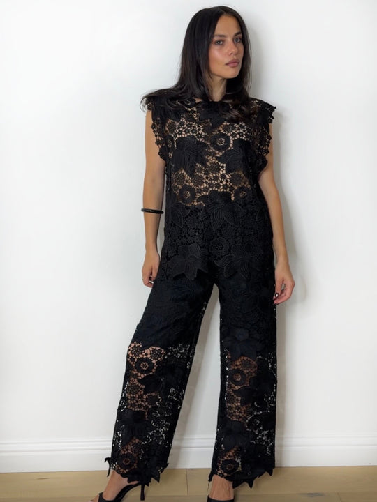 PEONY CROCHET SET BLACK