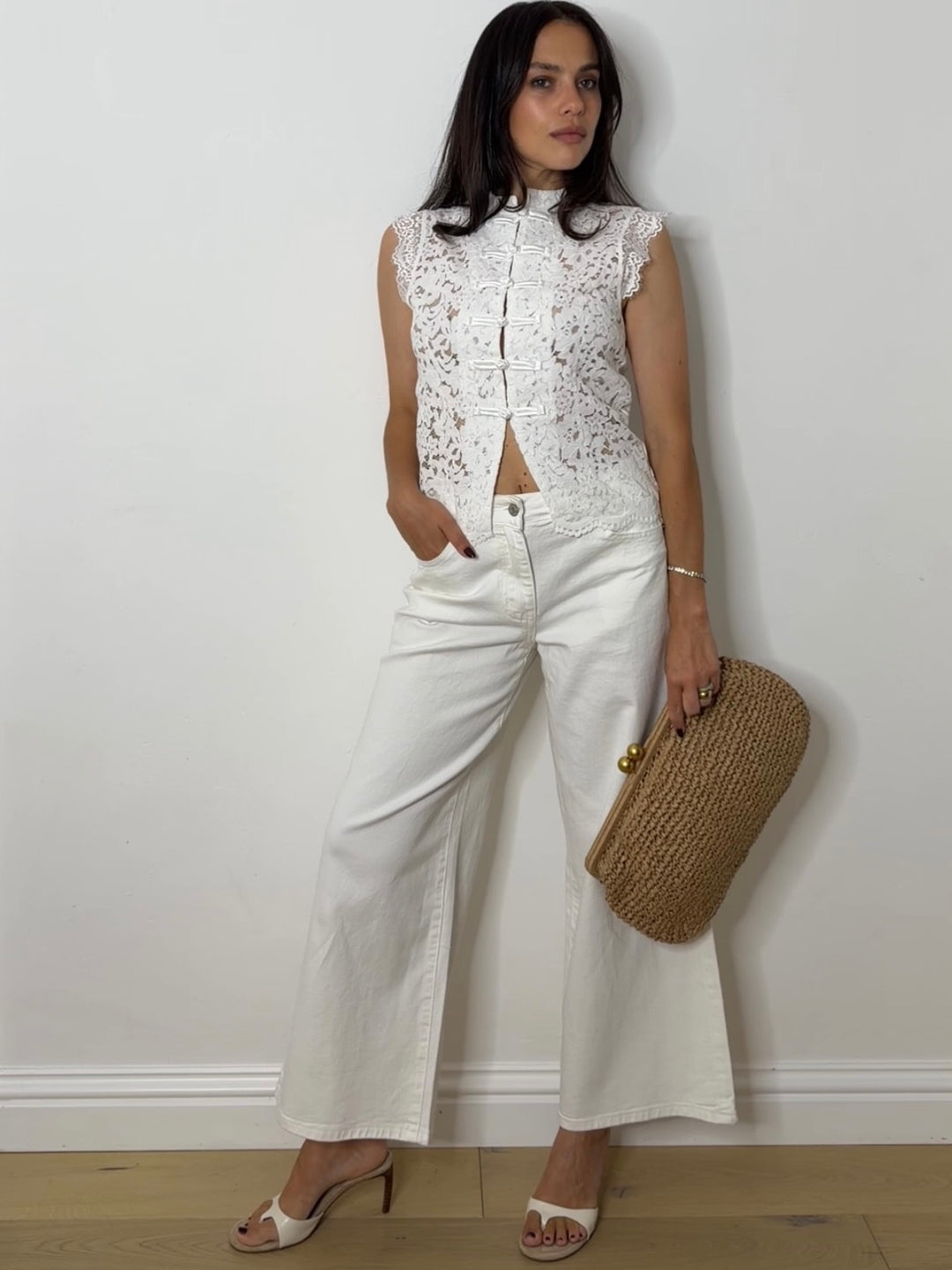 LACE MANDARIN SHIRT WHITE
