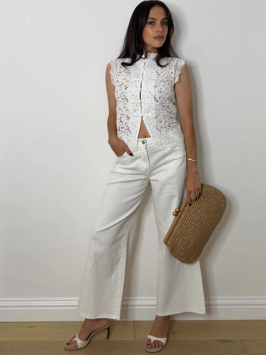 LACE MANDARIN SHIRT WHITE