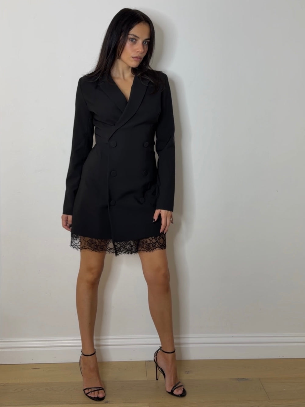 TUXEDO LACE HEM DRESS
