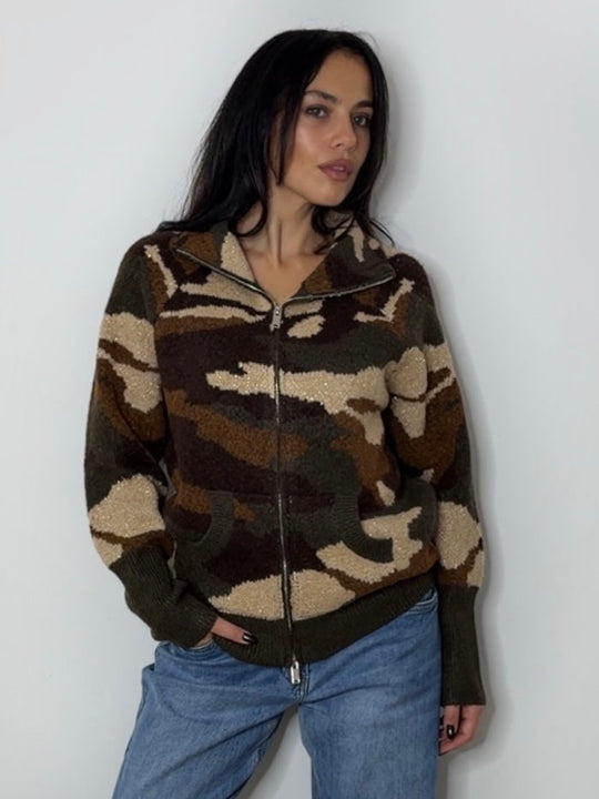 CAMOUFLAGE ZIP KNIT