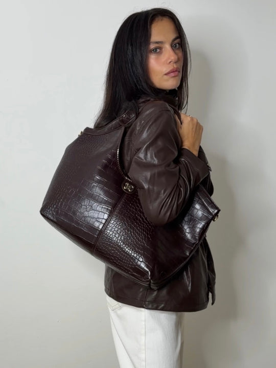 EMBLEM CROC BAG CHOC