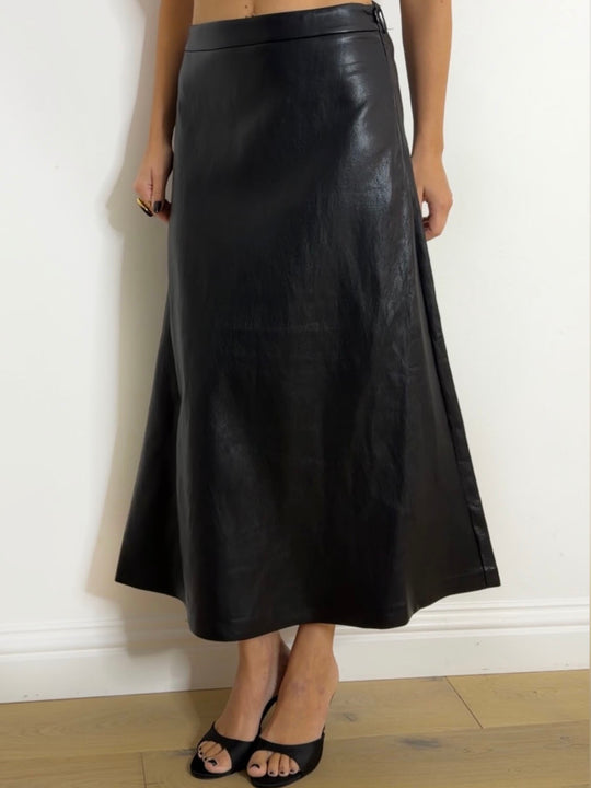 PANEL MIDI SKIRT BLACK