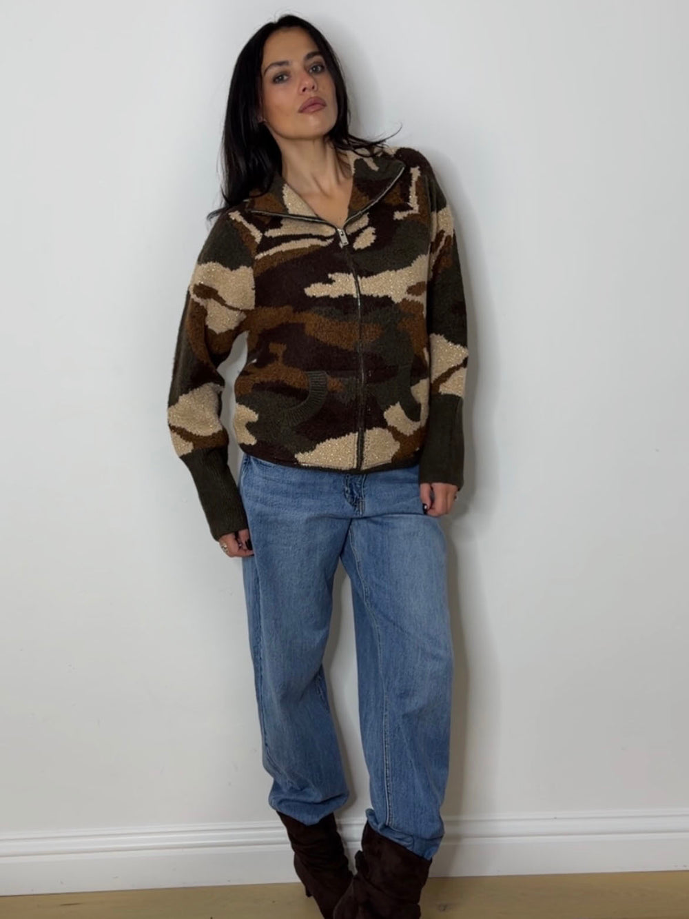 CAMOUFLAGE ZIP KNIT