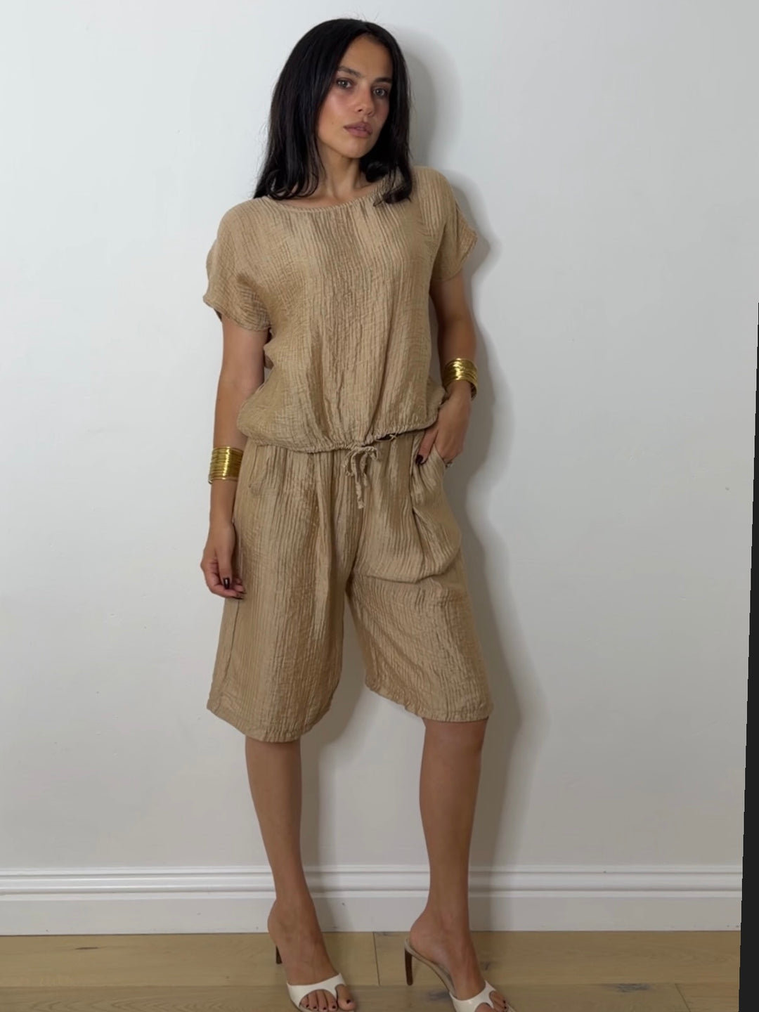 SADIE SHORTS SET CAMEL