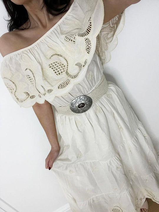 CROCHET BARDOT MAXI DRESS
