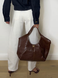 EMBLEM CROC BAG TAN