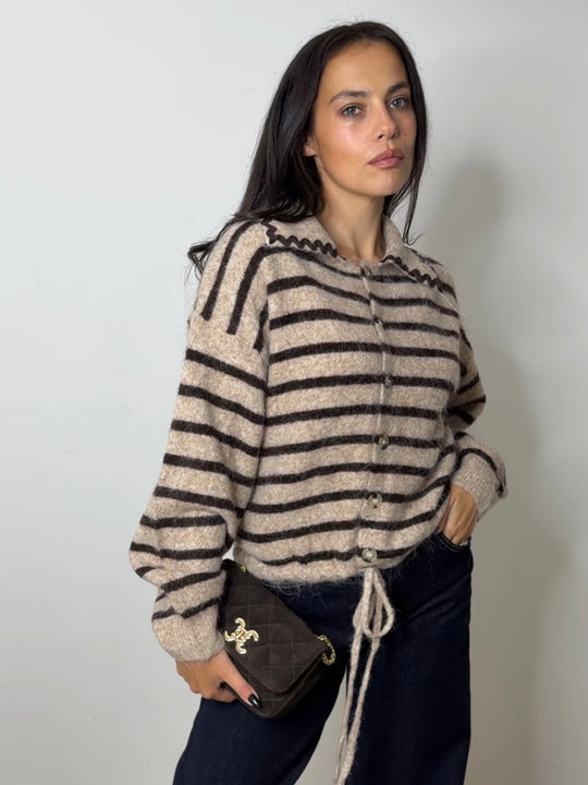 STRIPE KNIT CARDIGAN