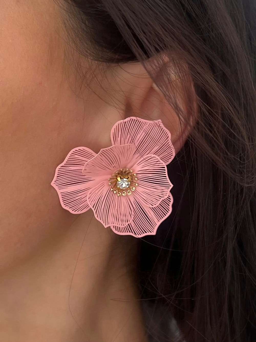 FILIGREE FLOWER EARRING PINK