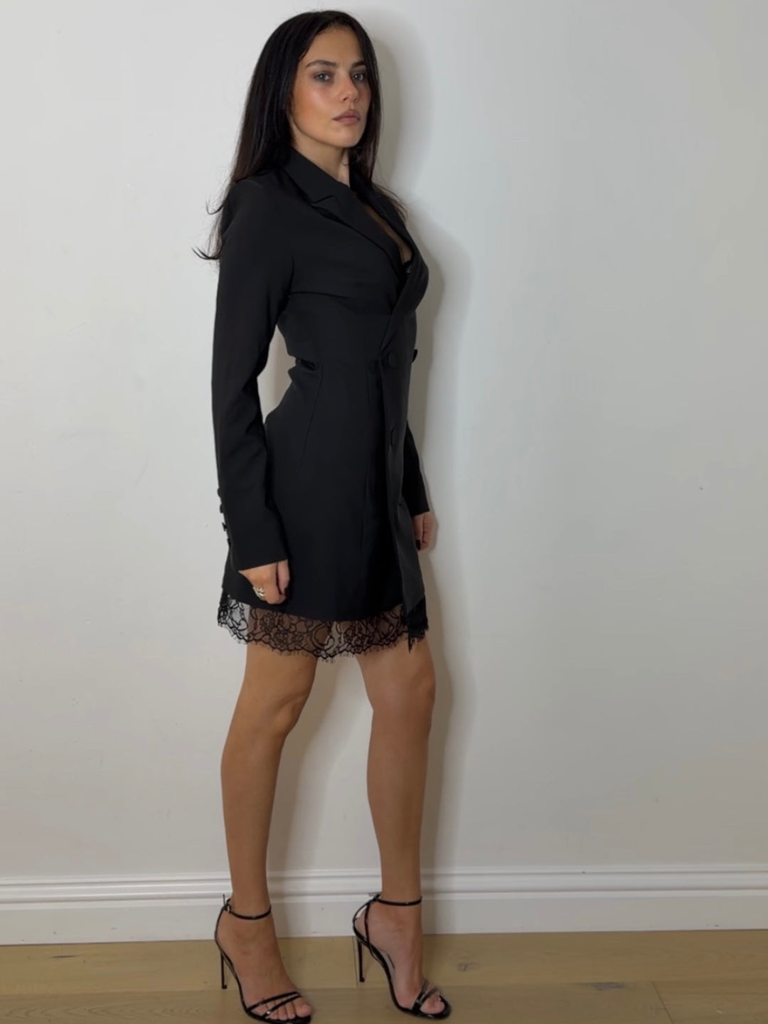TUXEDO LACE HEM DRESS