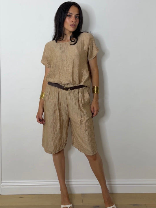 SADIE SHORTS SET CAMEL