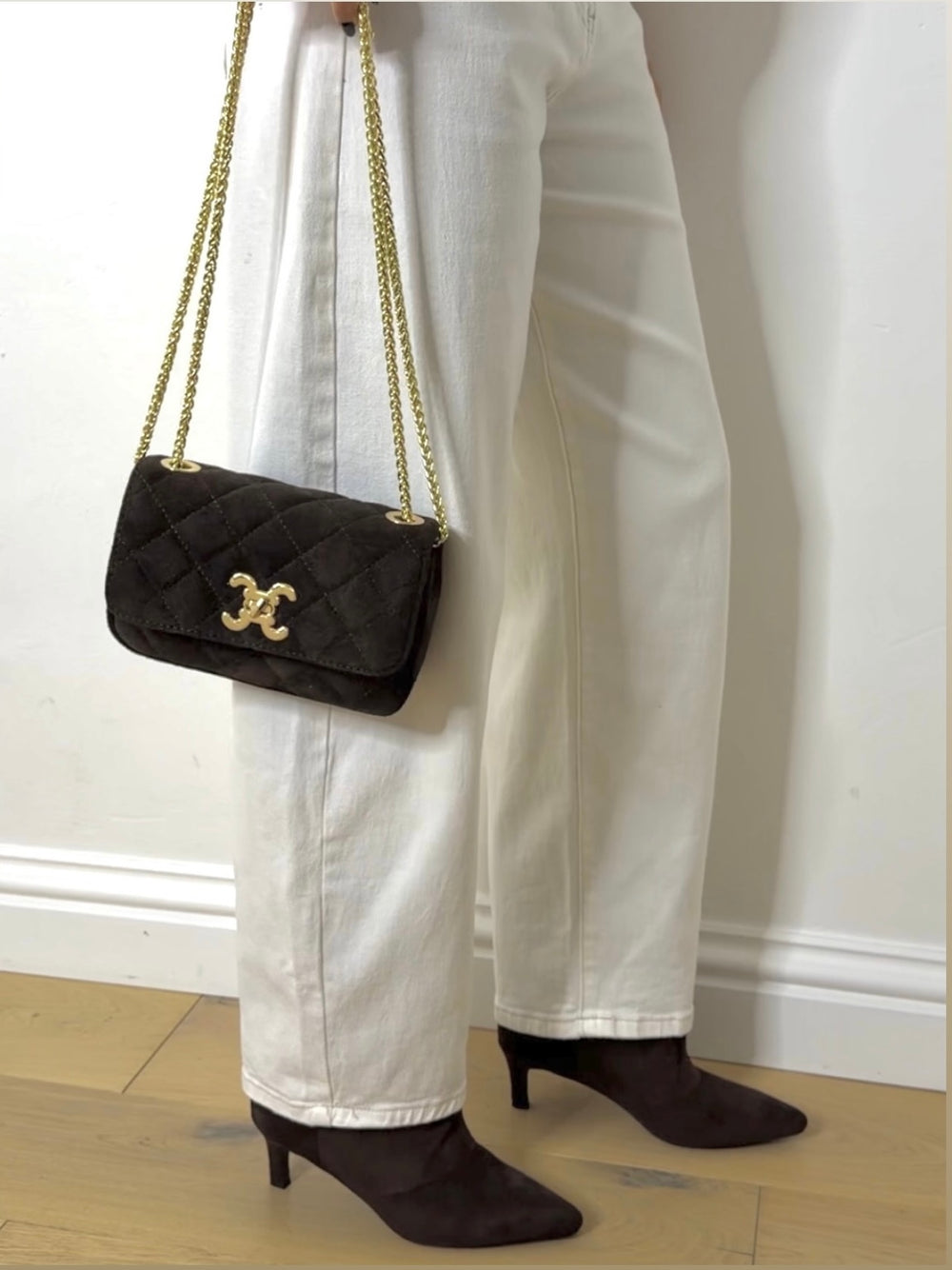 SUEDE BOX BAG CHOC