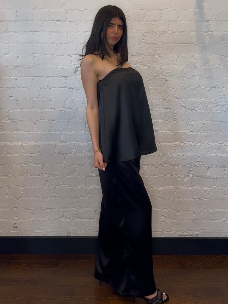 BLACK SATIN TROUSERS