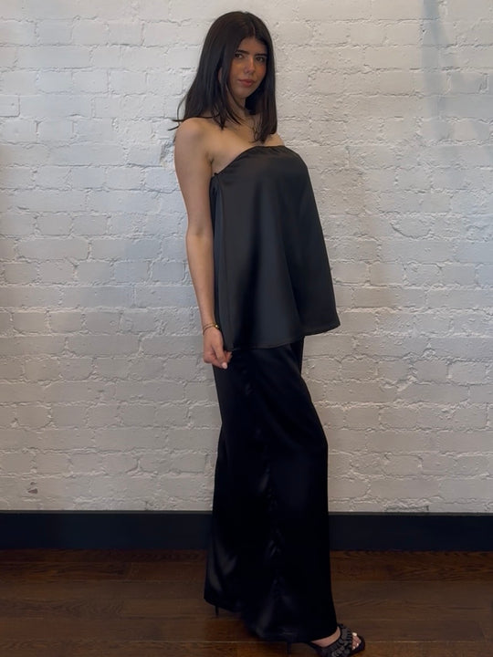 BLACK SATIN TROUSERS