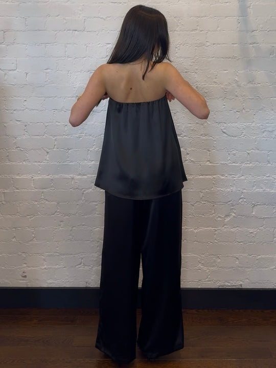 BLACK SATIN TROUSERS