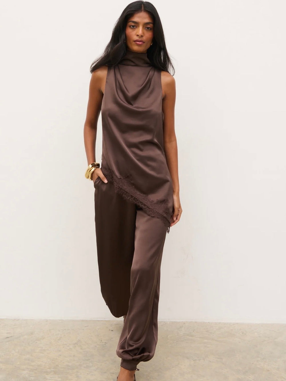 BREYA SATIN TOP CHOC