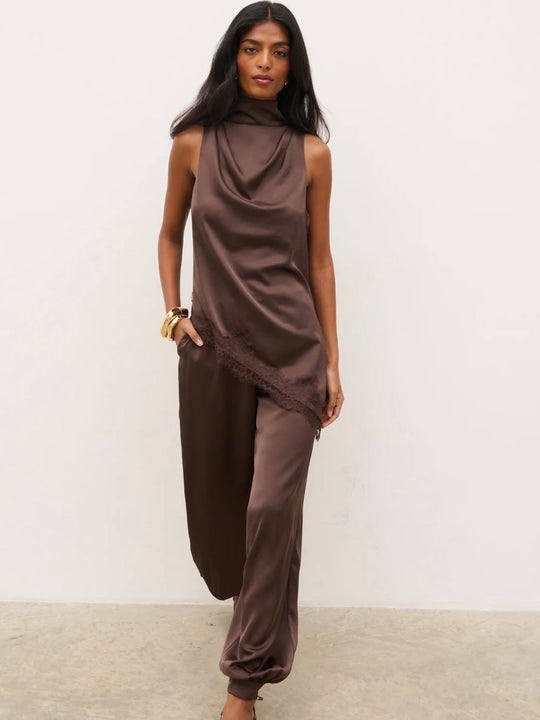 BREYA SATIN TOP CHOC