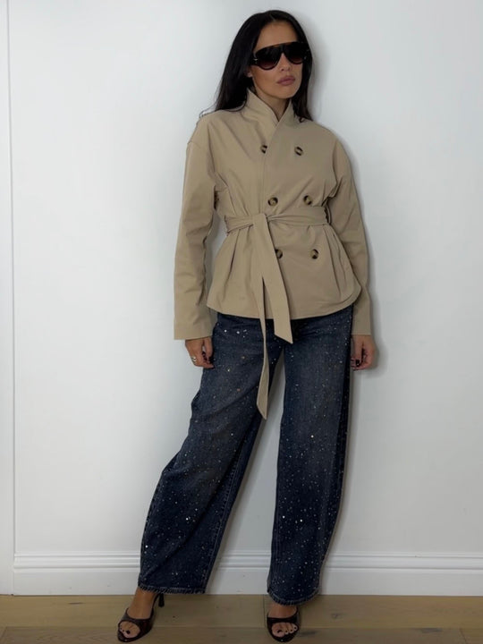 BELLA CROP TRENCH BEIGE