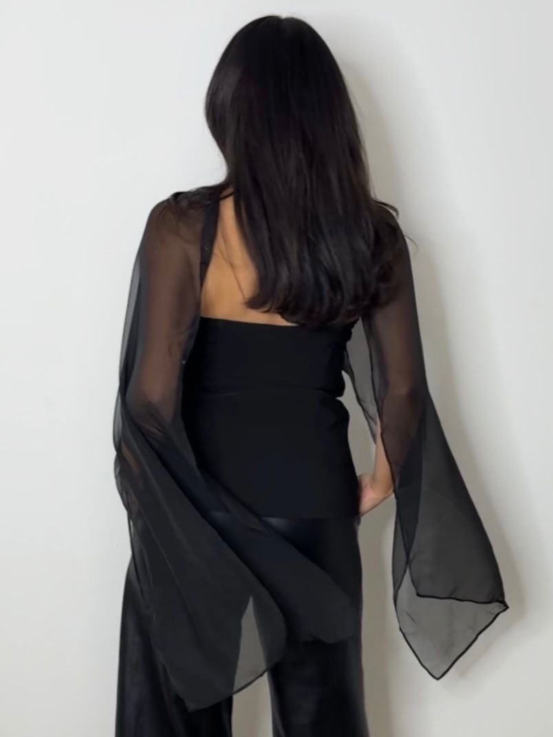 SCARF BUSTIER TOP BLACK