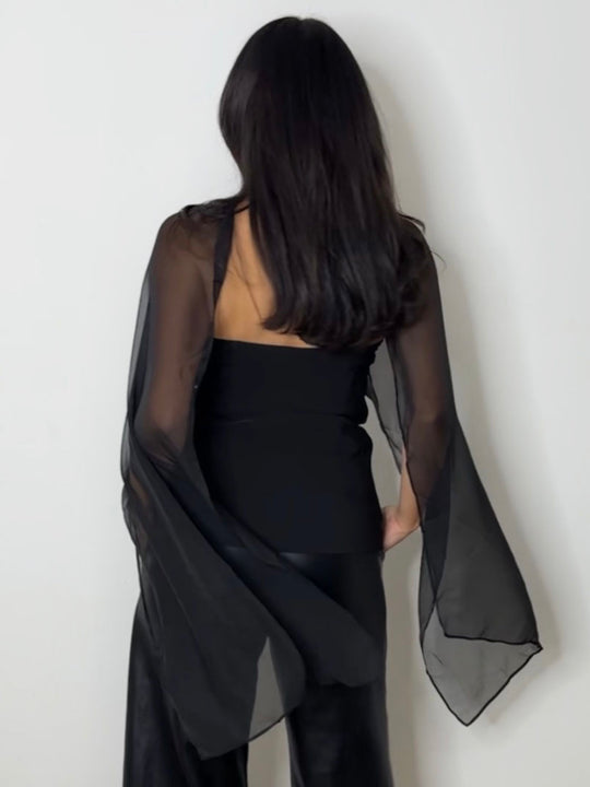 SCARF BUSTIER TOP BLACK