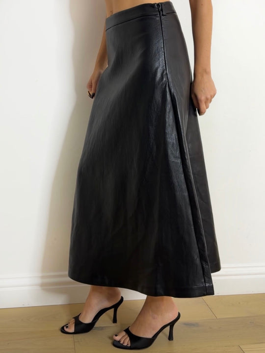 PANEL MIDI SKIRT BLACK