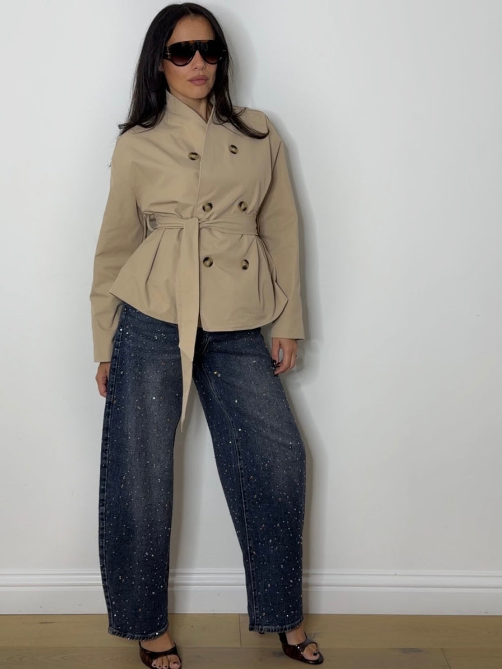 BELLA CROP TRENCH BEIGE