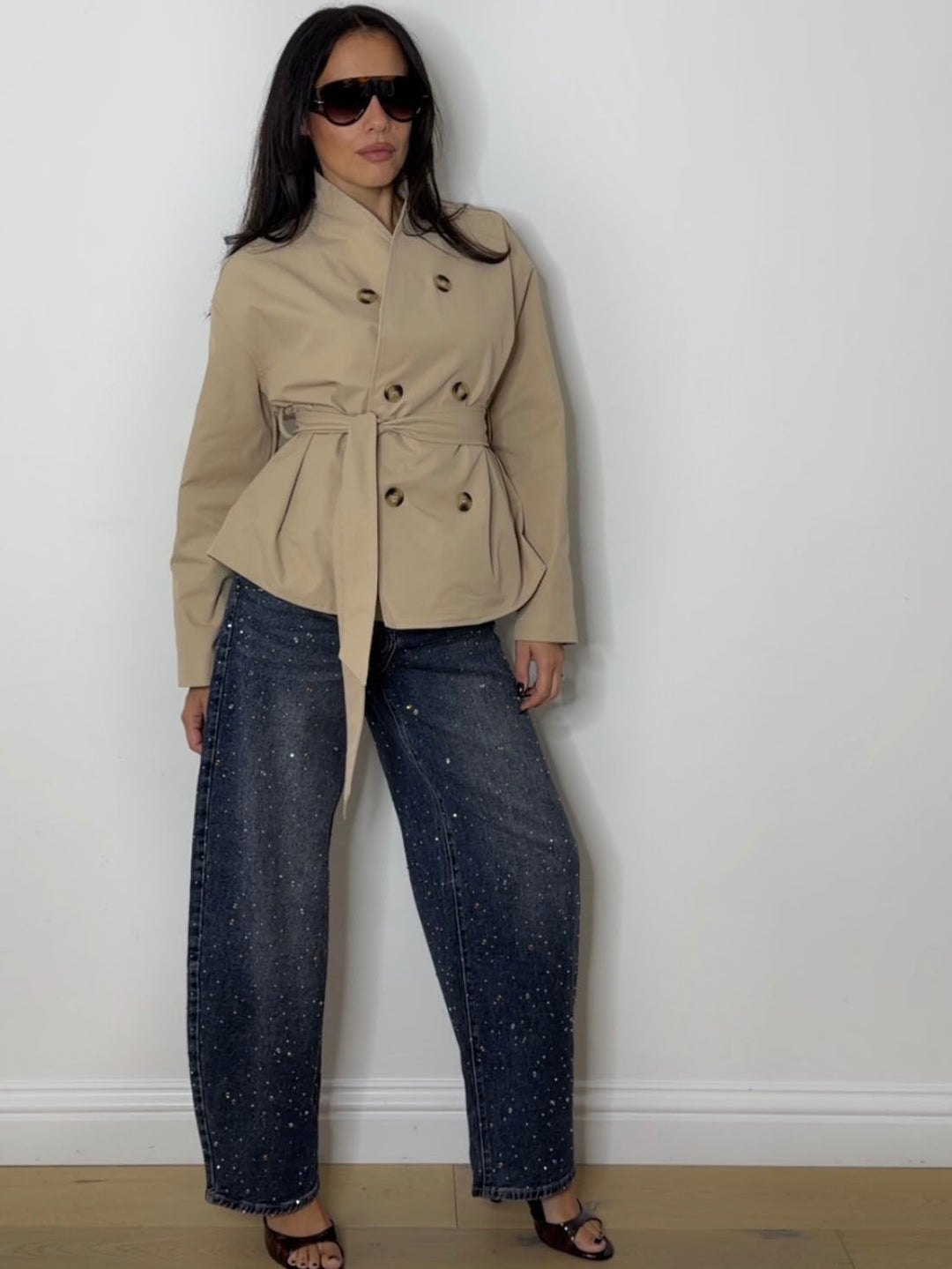 BELLA CROP TRENCH BEIGE