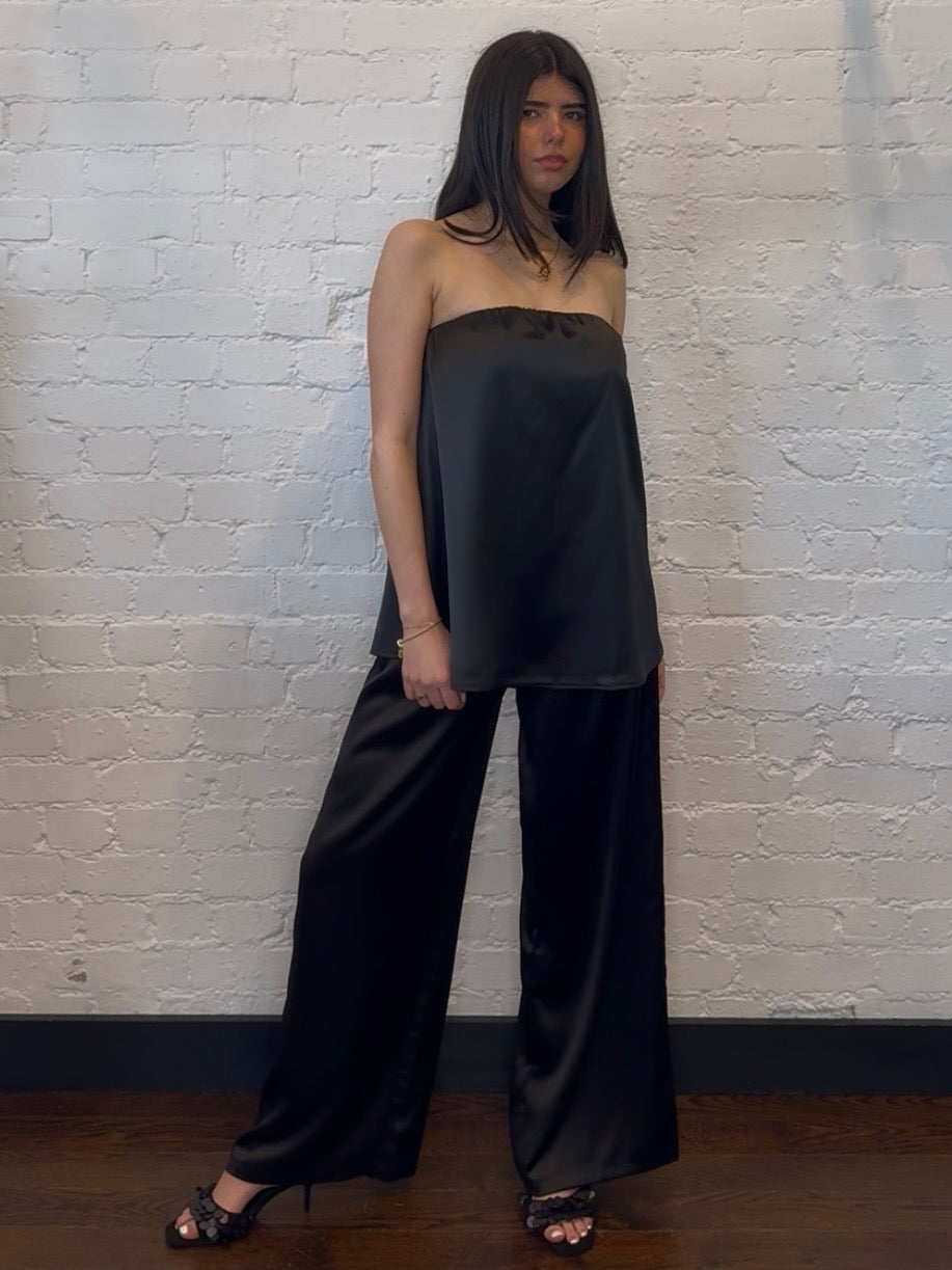 BLACK SATIN TROUSERS