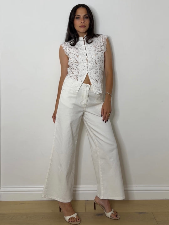 LACE MANDARIN SHIRT WHITE