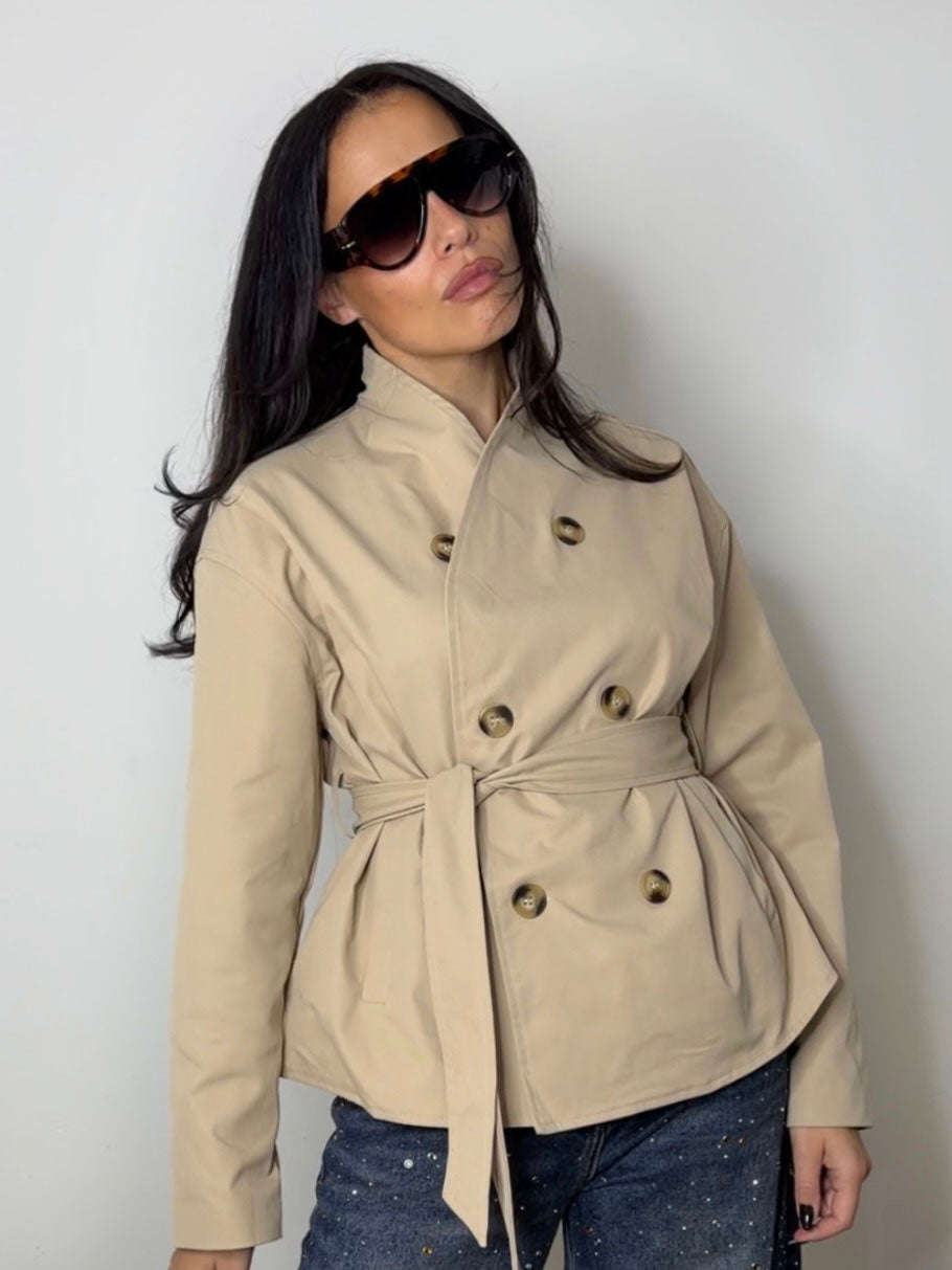 BELLA CROP TRENCH BEIGE