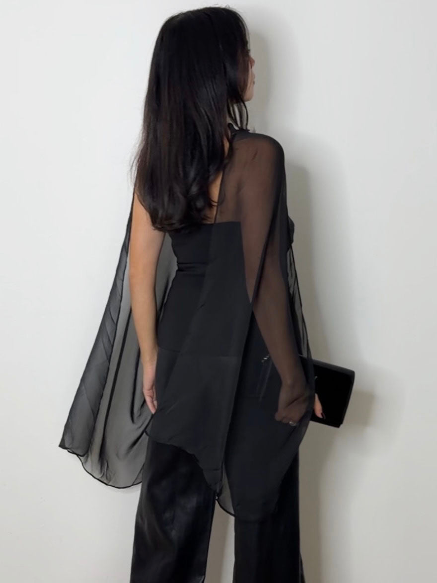 SCARF BUSTIER TOP BLACK