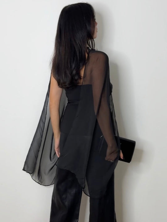 SCARF BUSTIER TOP BLACK
