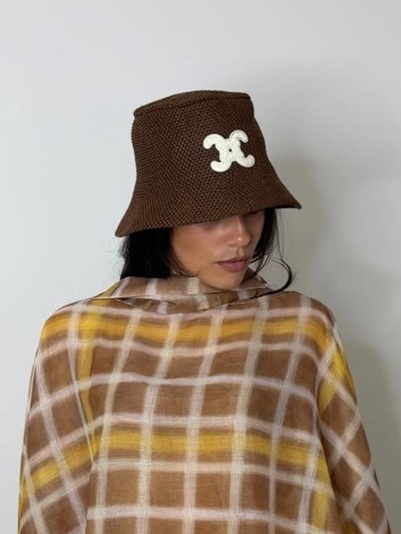 RAFFIA BUCKET HAT CHOCOLATE