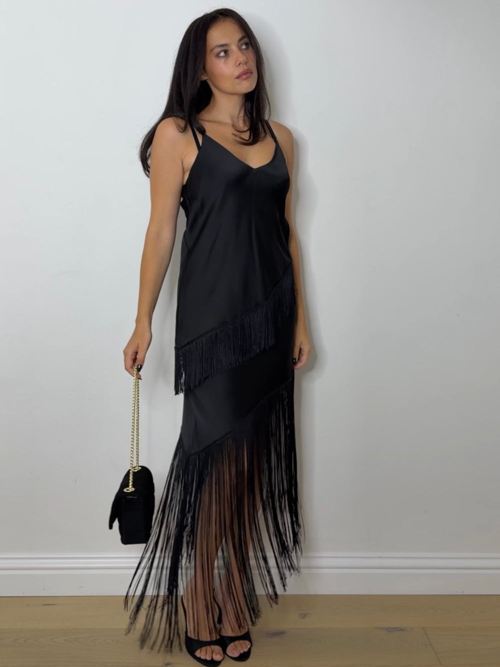 FRINGE SKIRT BLACK