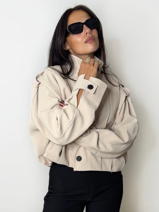 MIA FUNNEL JACKET BISCUIT