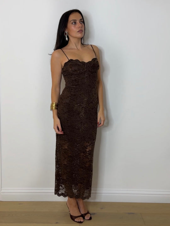VELVET LACE BODICE DRESS