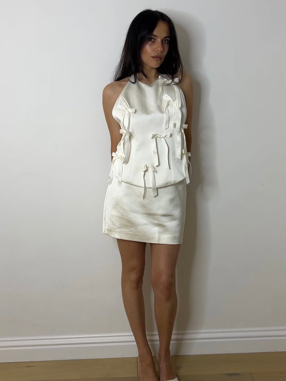 SATIN MINI SKIRT CREAM