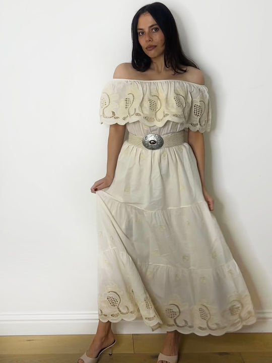 CROCHET BARDOT MAXI DRESS