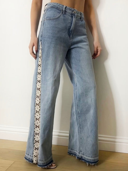 CROCHET PANEL DENIM JEANS