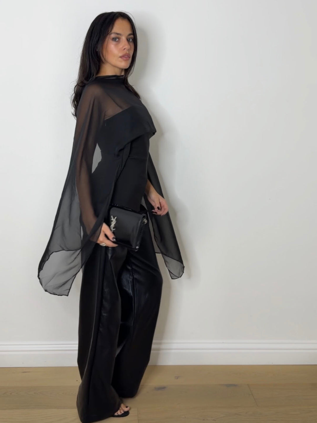 SCARF BUSTIER TOP BLACK