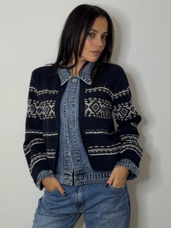FAIRISLE DENIM KNIT NAVY