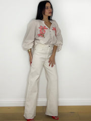 COLUMN FRAY DENIM JEANS