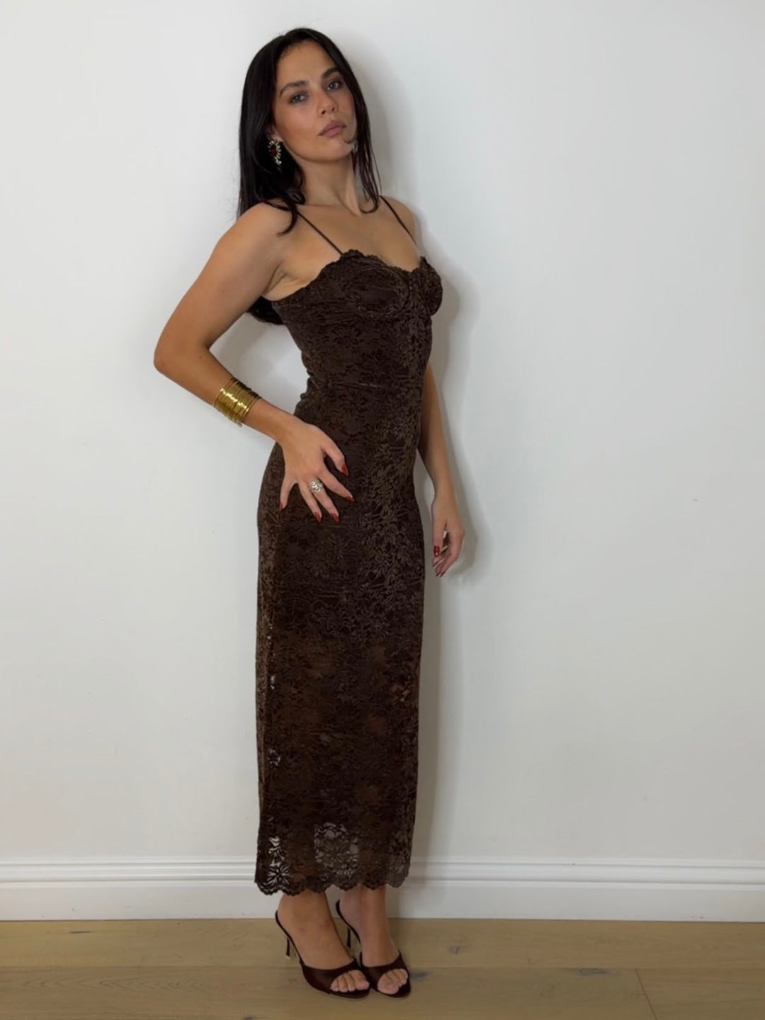 VELVET LACE BODICE DRESS