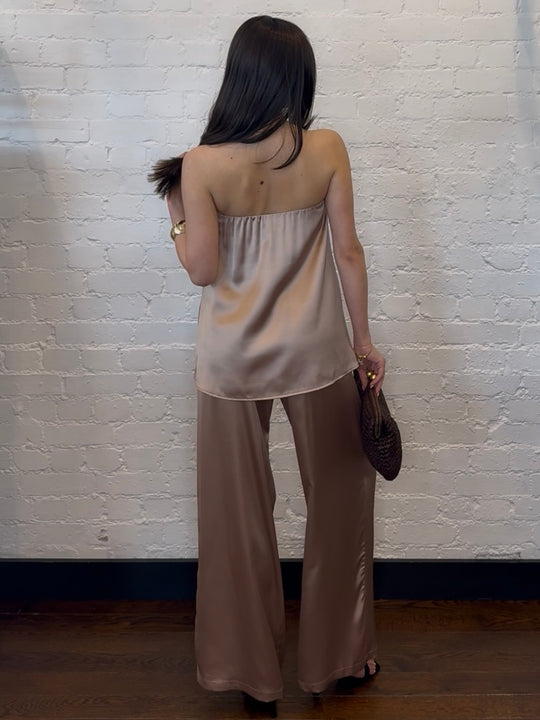 MOCHA SATIN TROUSER