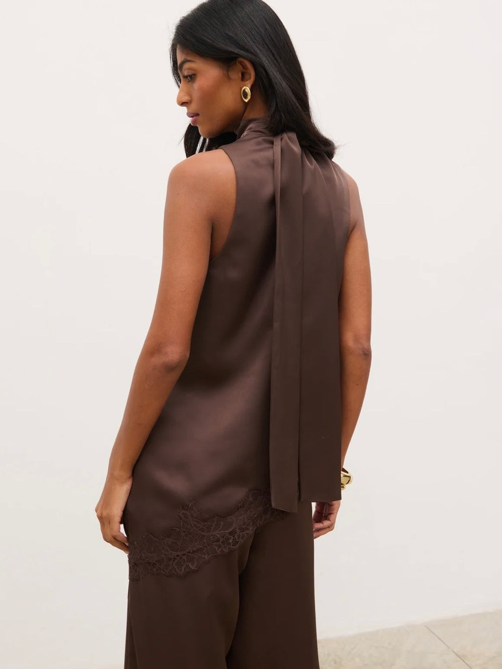 BREYA SATIN TOP CHOC