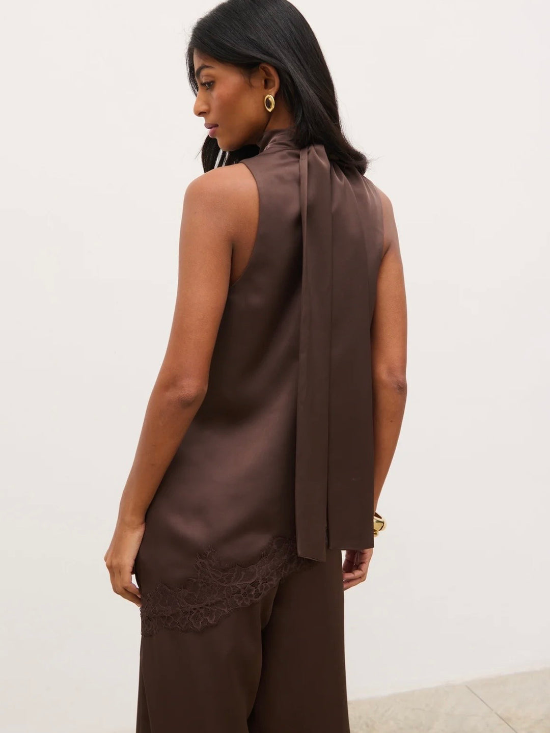 BREYA SATIN TOP CHOC