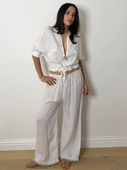 LINEN BOMBER SET WHITE