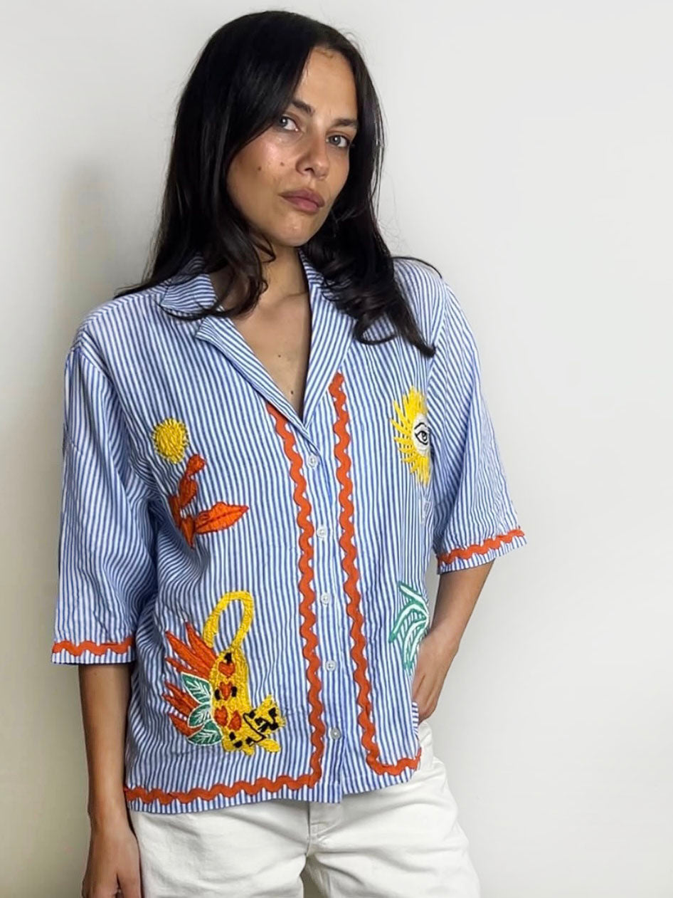 EMBROIDERED STRIPE SHIRT